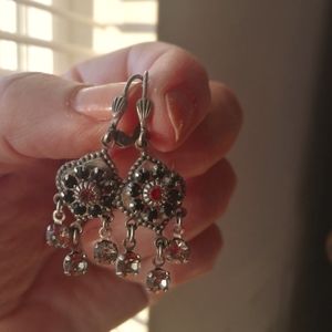 Black & crystal cz earrings